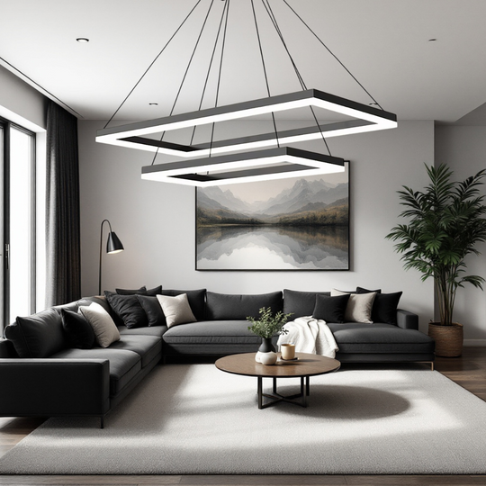 Pendul LED negru cu două elemente dreptunghiulare