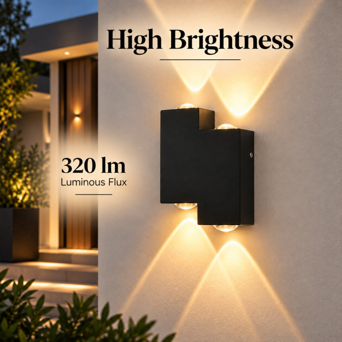 Aplică LED de exterior albă, 4 W, IP65, 3 temperaturi de culoare, 11 cm