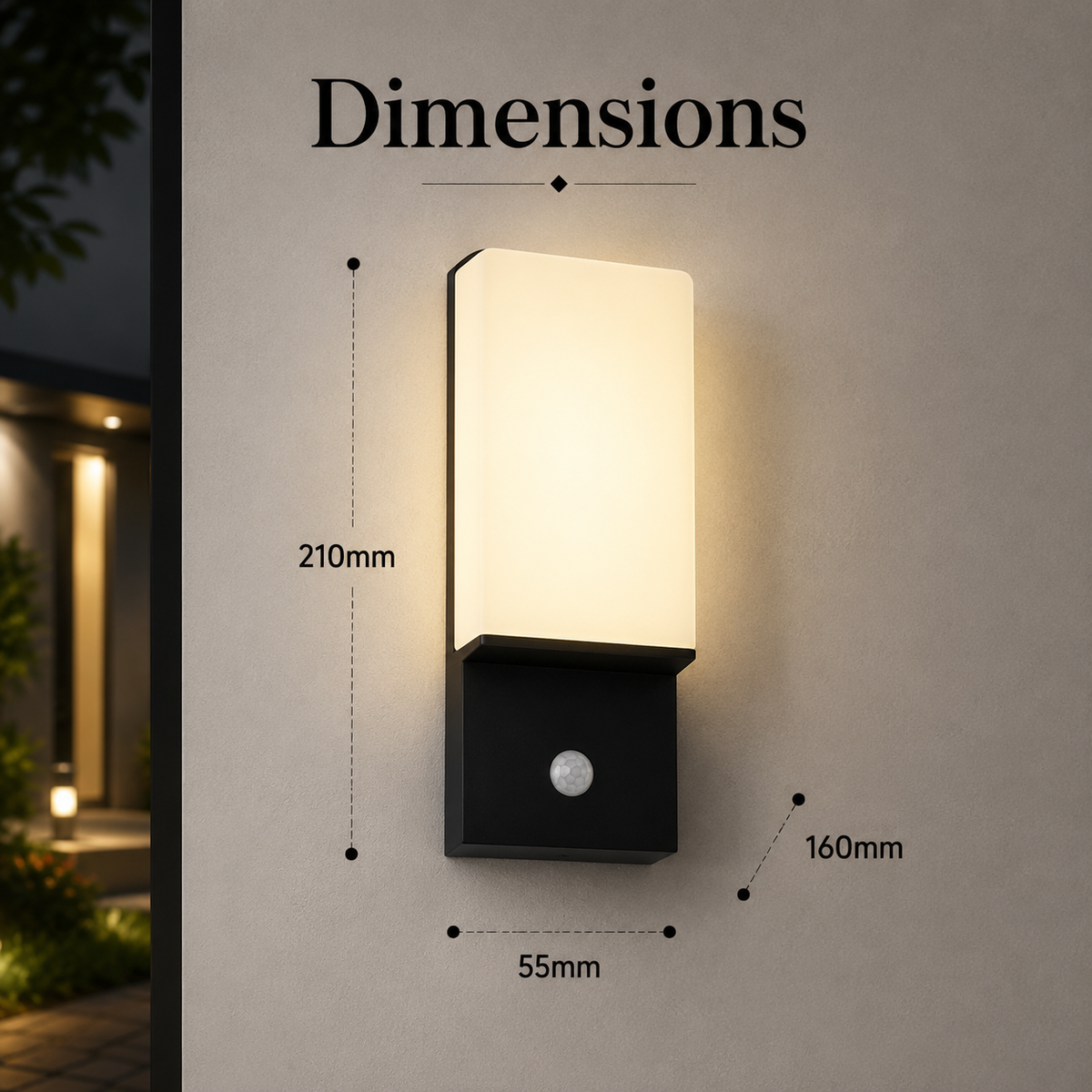Aplica LED de perete exterior 18 W, cu senzor de mișcare, 3 culori, alb