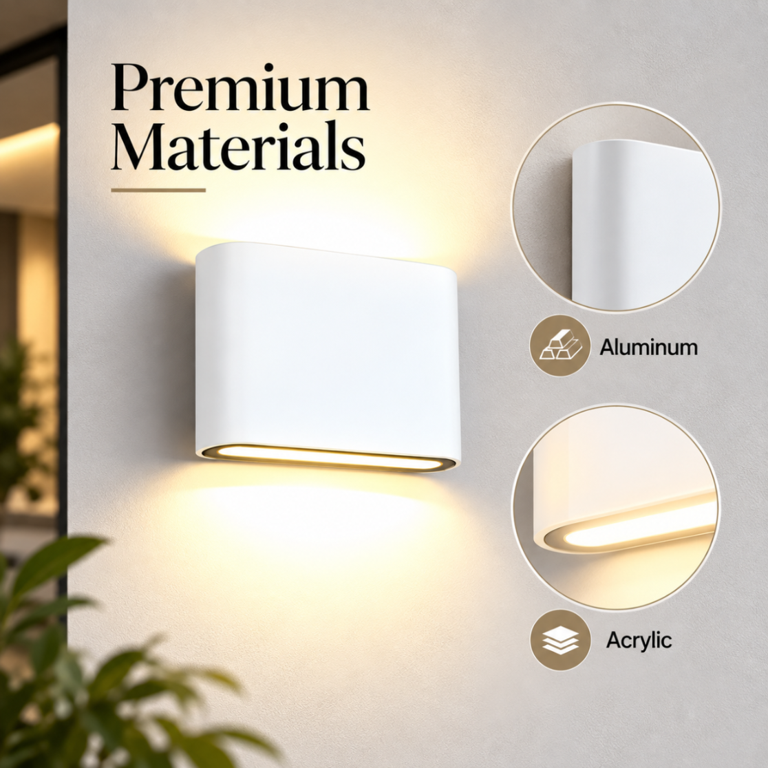 Aplică LED de exterior albă, 6 W, 720 lm, 3 culori, IP65