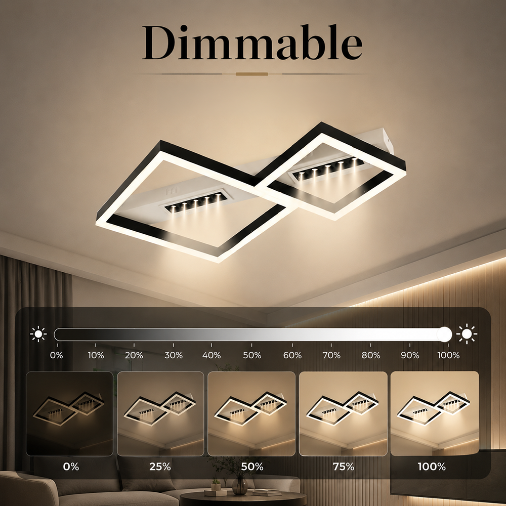 Plafonieră LED 60 W, 3000 lm, Wi-Fi, telecomandă, 3 culori de lumină
