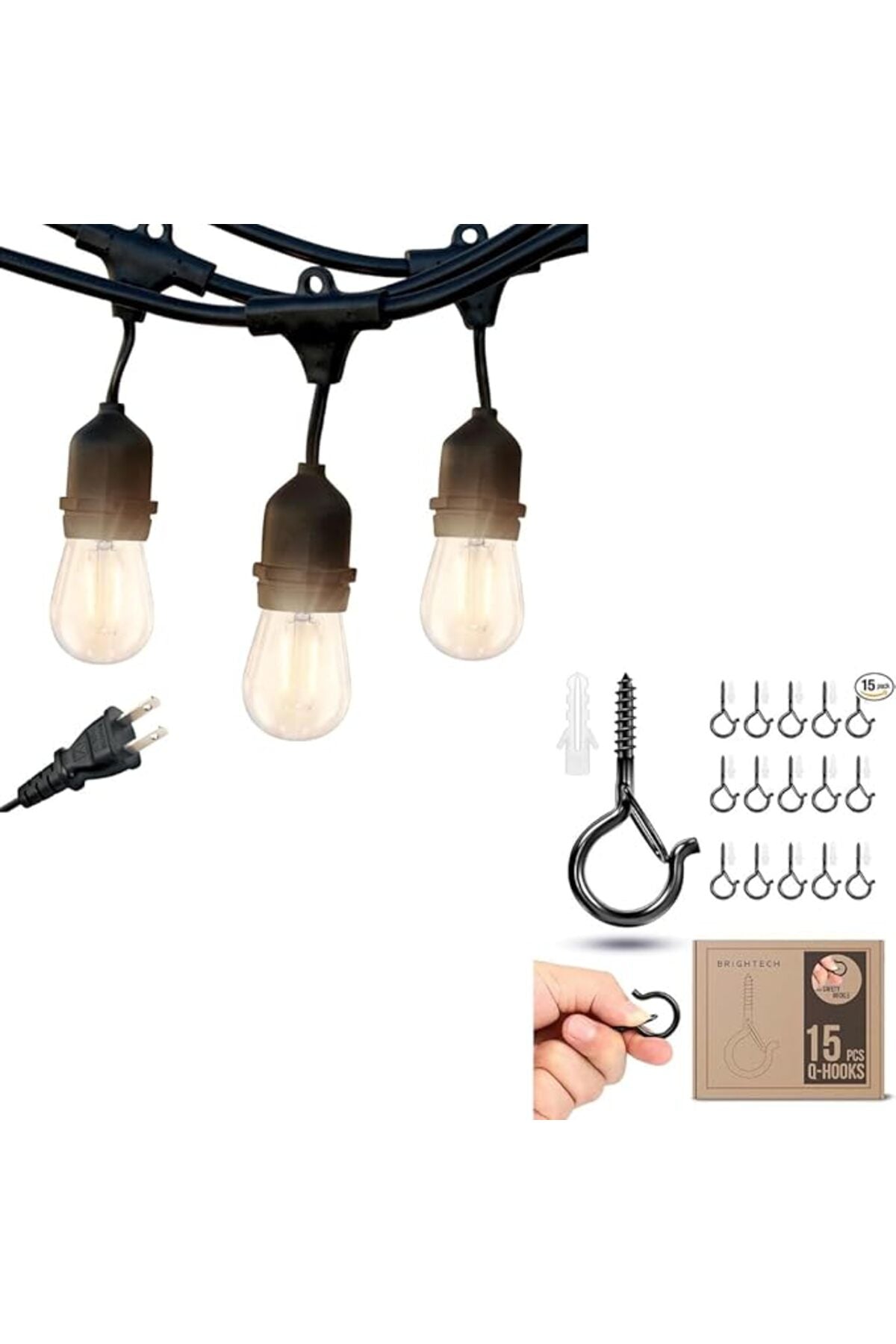 Ghirlandă luminoasă de exterior, 10 m, 20 becuri LED de 2 W, alb cald
