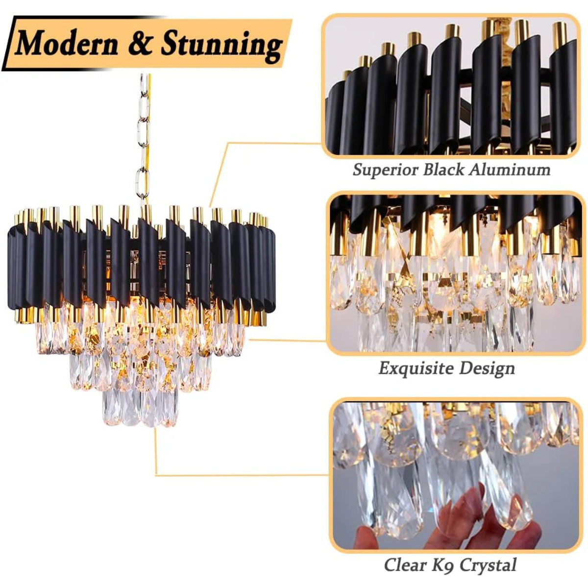 Candelabru cu 5 socluri E14 din metal și sticlă, Ø 50 cm, înălțime 50 cm