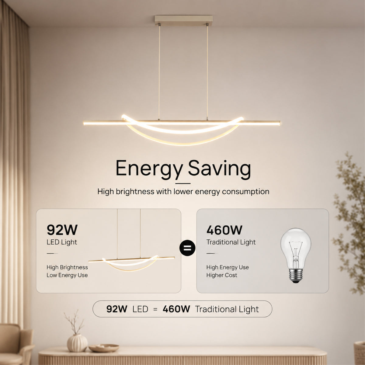 Plafonieră LED 92 W, 100 cm, cu telecomandă și 3 temperaturi de culoare