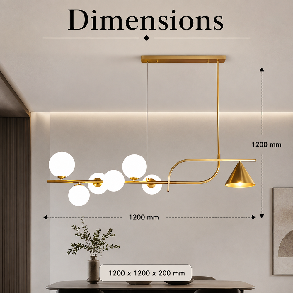 Plafonieră tip candelabru cu 7 socluri E27, metal și acril, aurie
