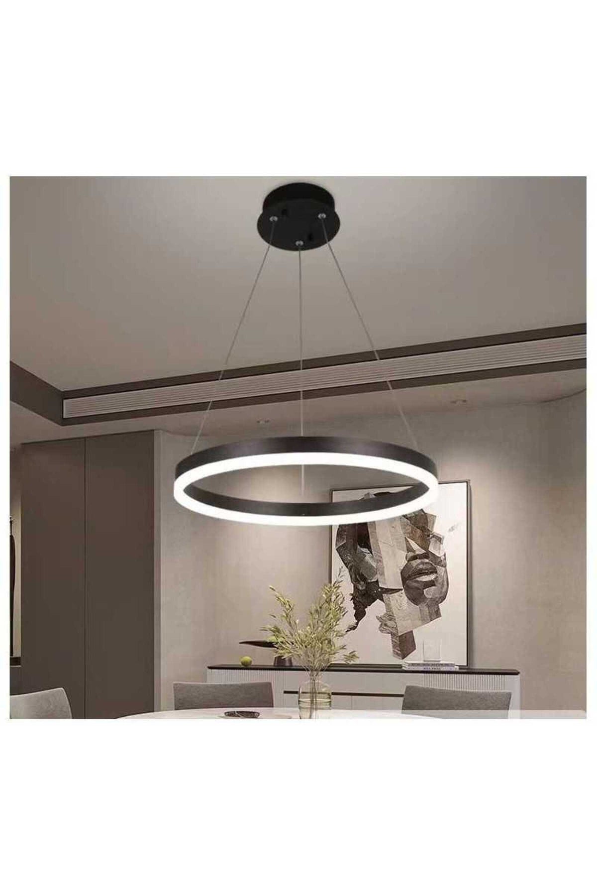 Plafonieră LED neagră Ø40 cm, dimabilă, cu Wi-Fi și telecomandă