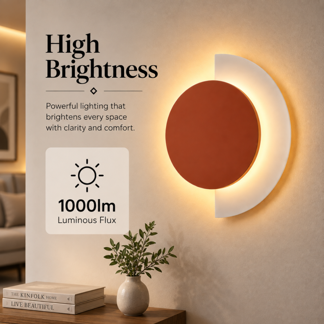 Aplică LED de perete portocalie, Ø24 cm, 20 W, 1000 lm, 3 culori de lumină