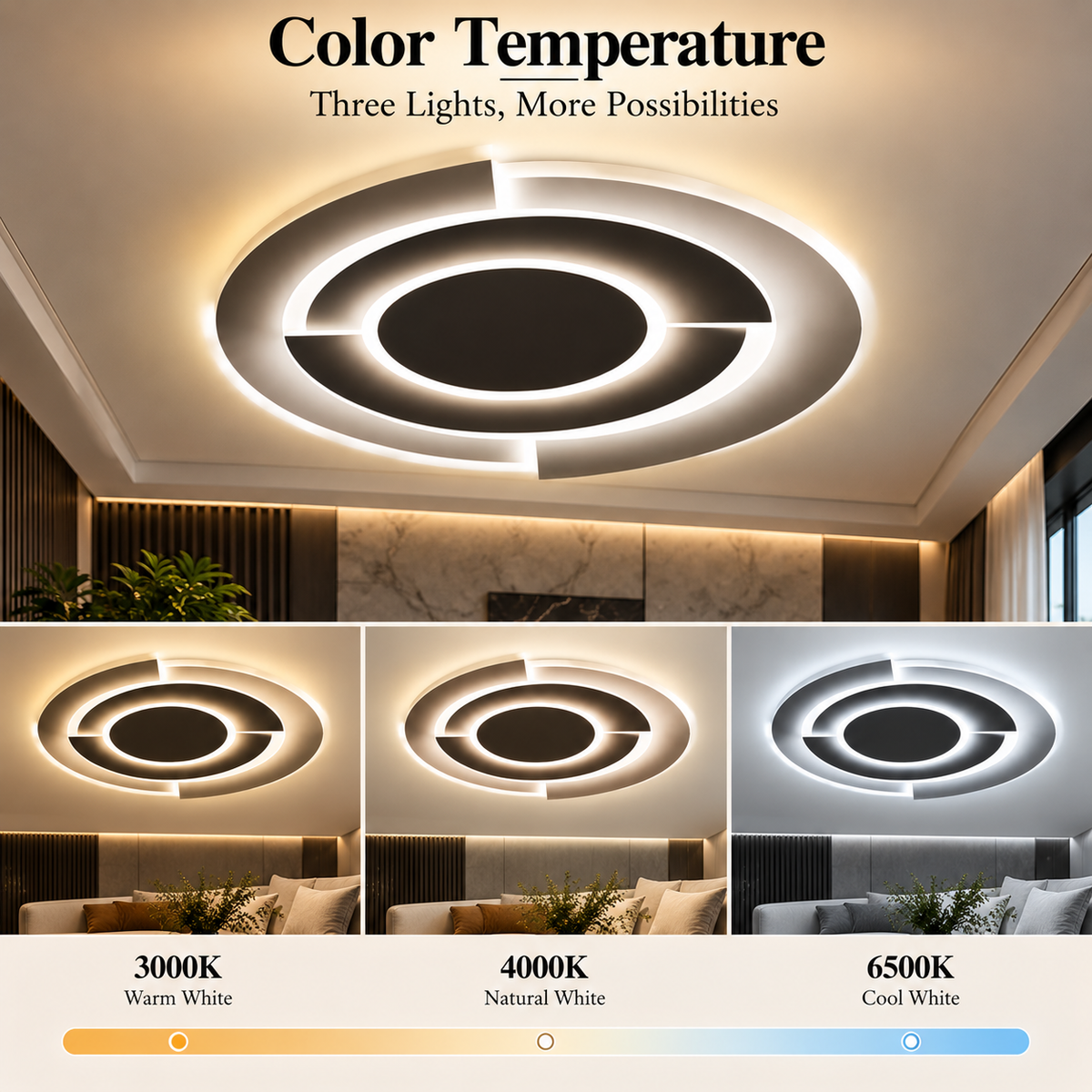 Plafonieră LED 130 W, dimabilă, Wi-Fi, telecomandă, 3 temperaturi de culoare