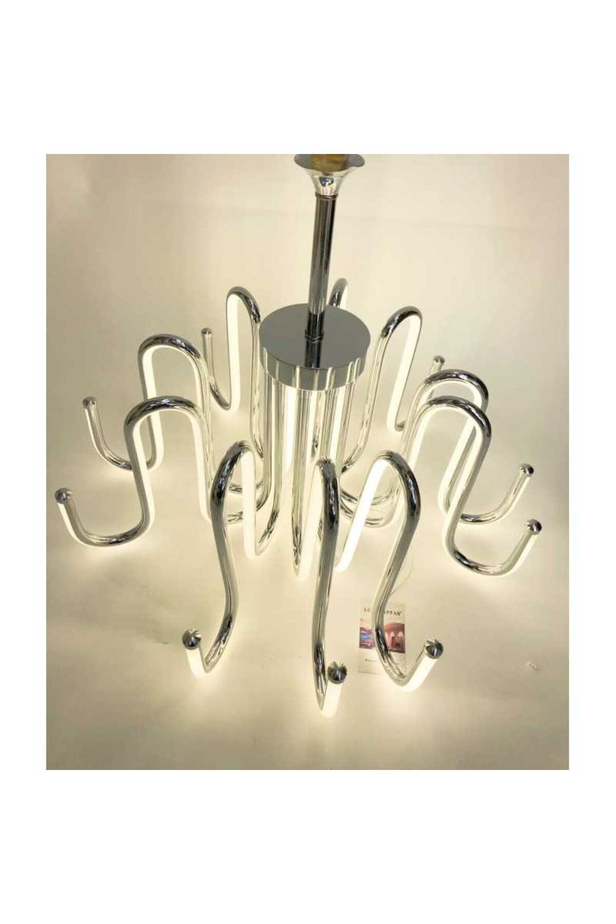 Plafonieră LED cromată, 70 W, 3500 lm, 3 culori, Ø50 cm