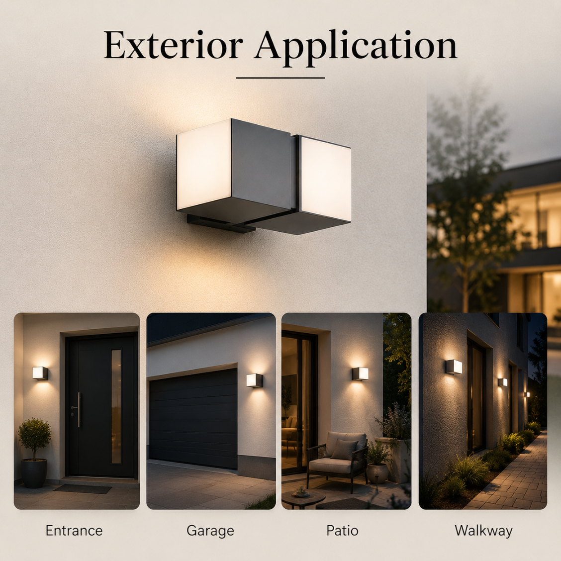Aplică LED exterior, 2 surse, albă, 750 lm, 3 temperaturi de culoare