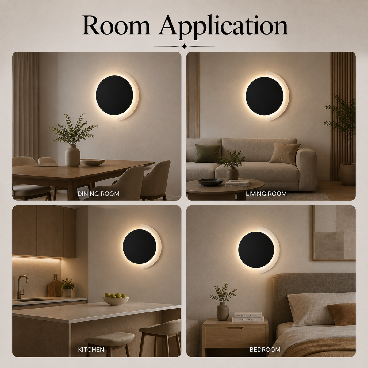 Aplică LED de perete neagră Ø30 cm, 26 W, 1500 lm, 3 culori de lumină