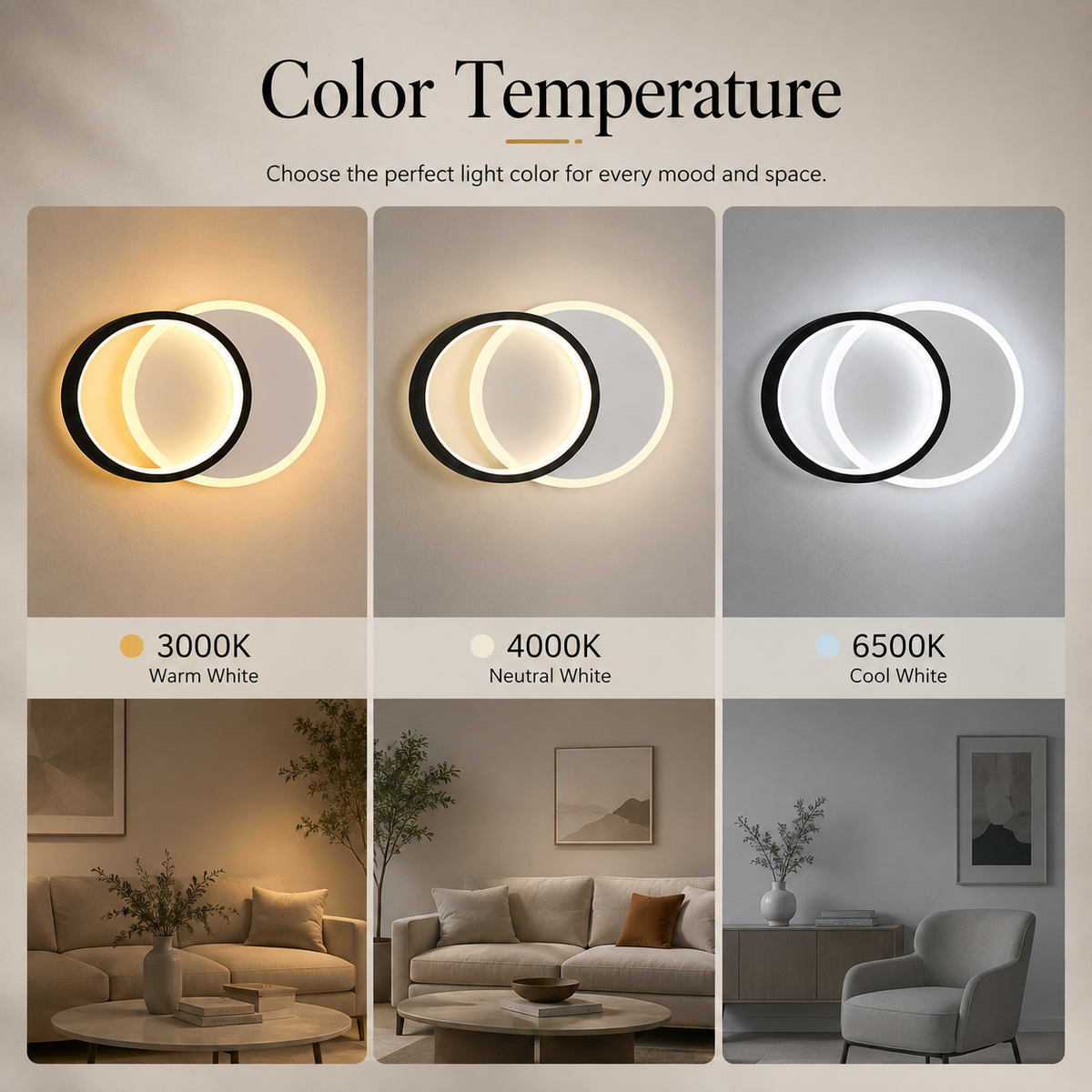 Aplică LED de perete neagră, 10 W, 3 temperaturi de culoare, 24 x 18 cm