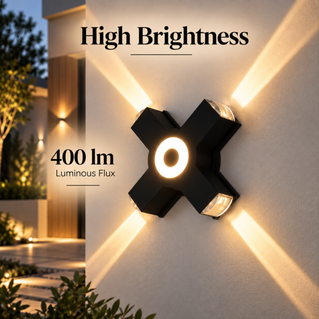 Aplica LED de exterior IP65, 5 W, 400 lm, 3 culori, alb, 16 cm
