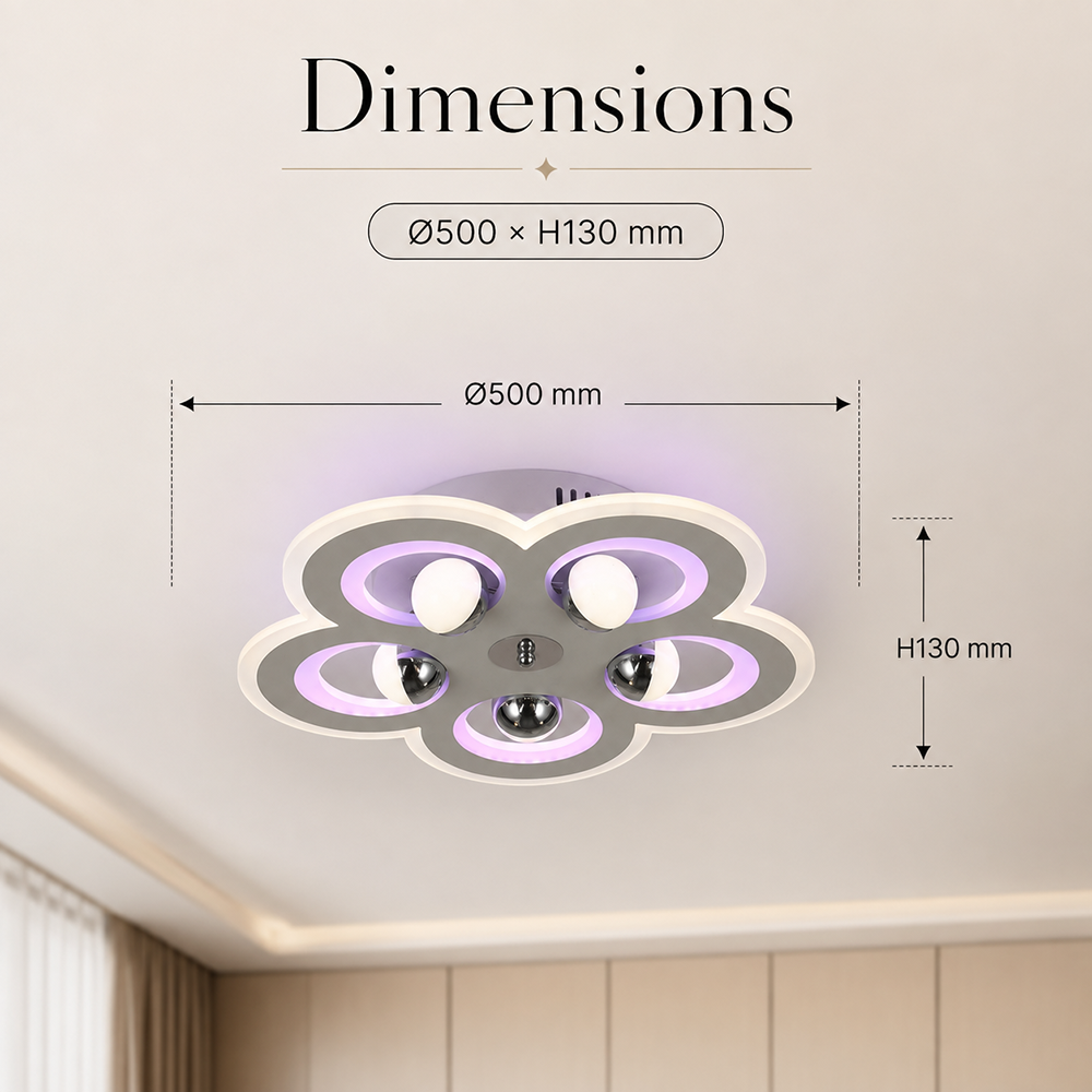 Plafonieră LED 50 cm, 146 W, 7040 lm, Wi-Fi, telecomandă, 3 culori de lumină