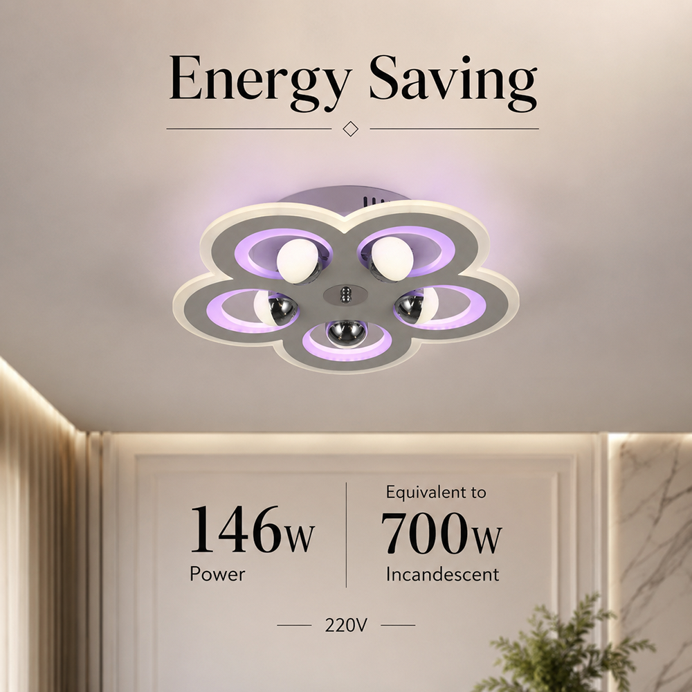 Plafonieră LED 50 cm, 146 W, 7040 lm, Wi-Fi, telecomandă, 3 culori de lumină