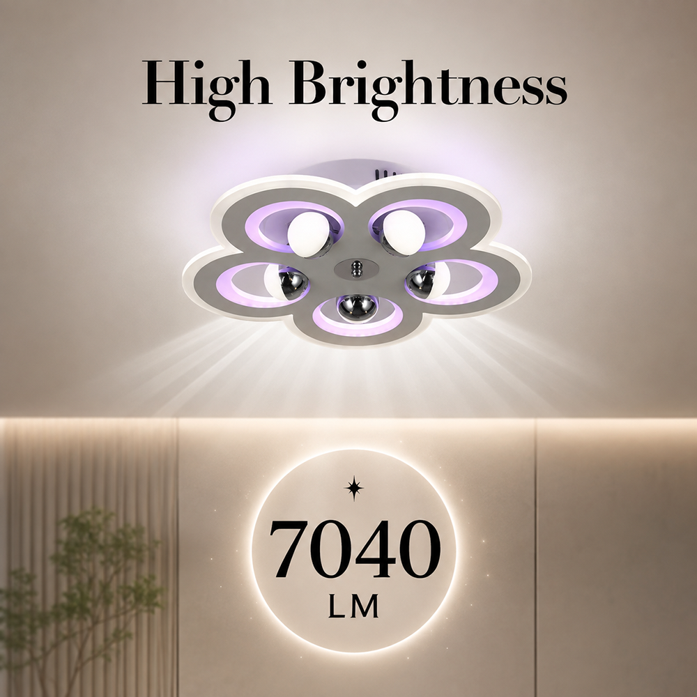 Plafonieră LED 50 cm, 146 W, 7040 lm, Wi-Fi, telecomandă, 3 culori de lumină