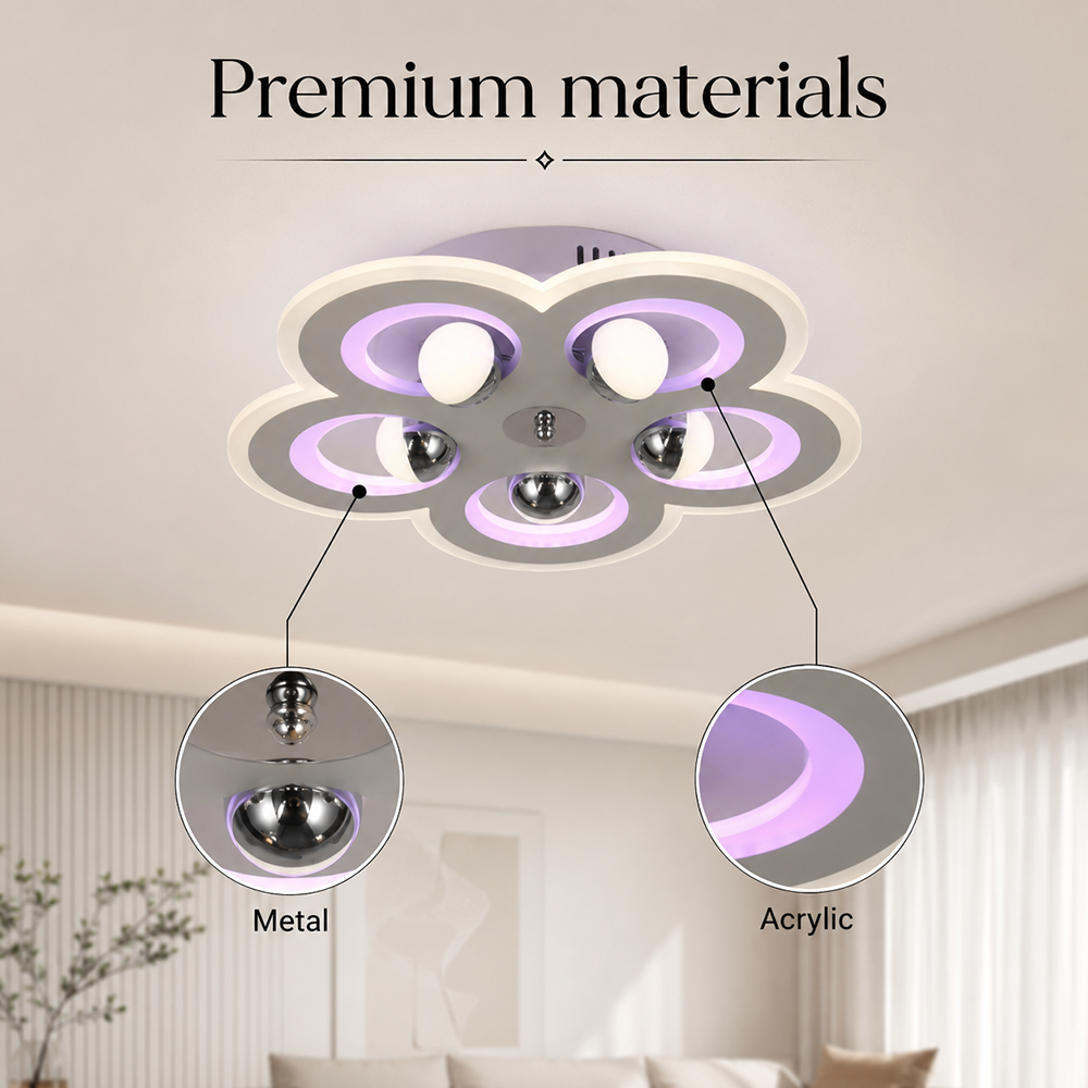 Plafonieră LED 50 cm, 146 W, 7040 lm, Wi-Fi, telecomandă, 3 culori de lumină
