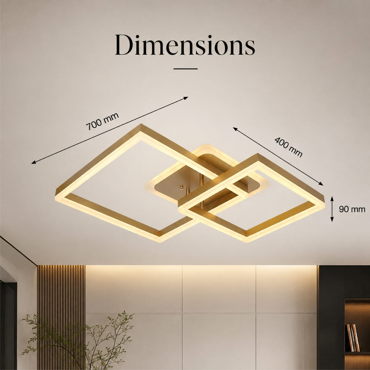 Plafonieră LED aurie 160 W, 4000 lm, dimabilă, Wi-Fi, telecomandă