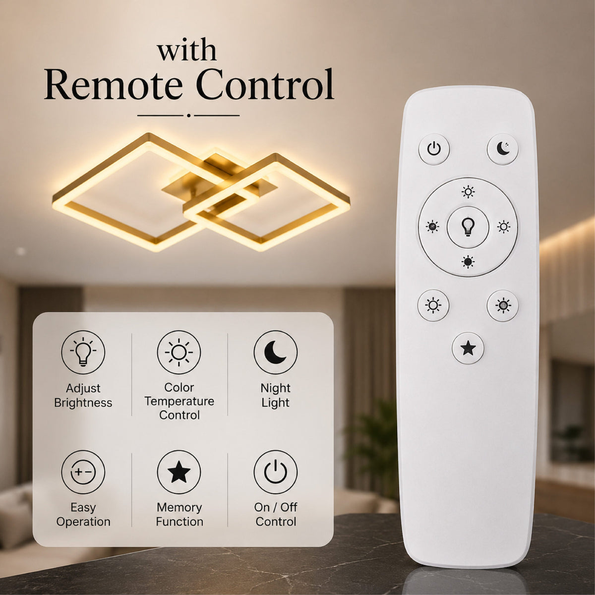 Plafonieră LED aurie 160 W, 4000 lm, dimabilă, Wi-Fi, telecomandă