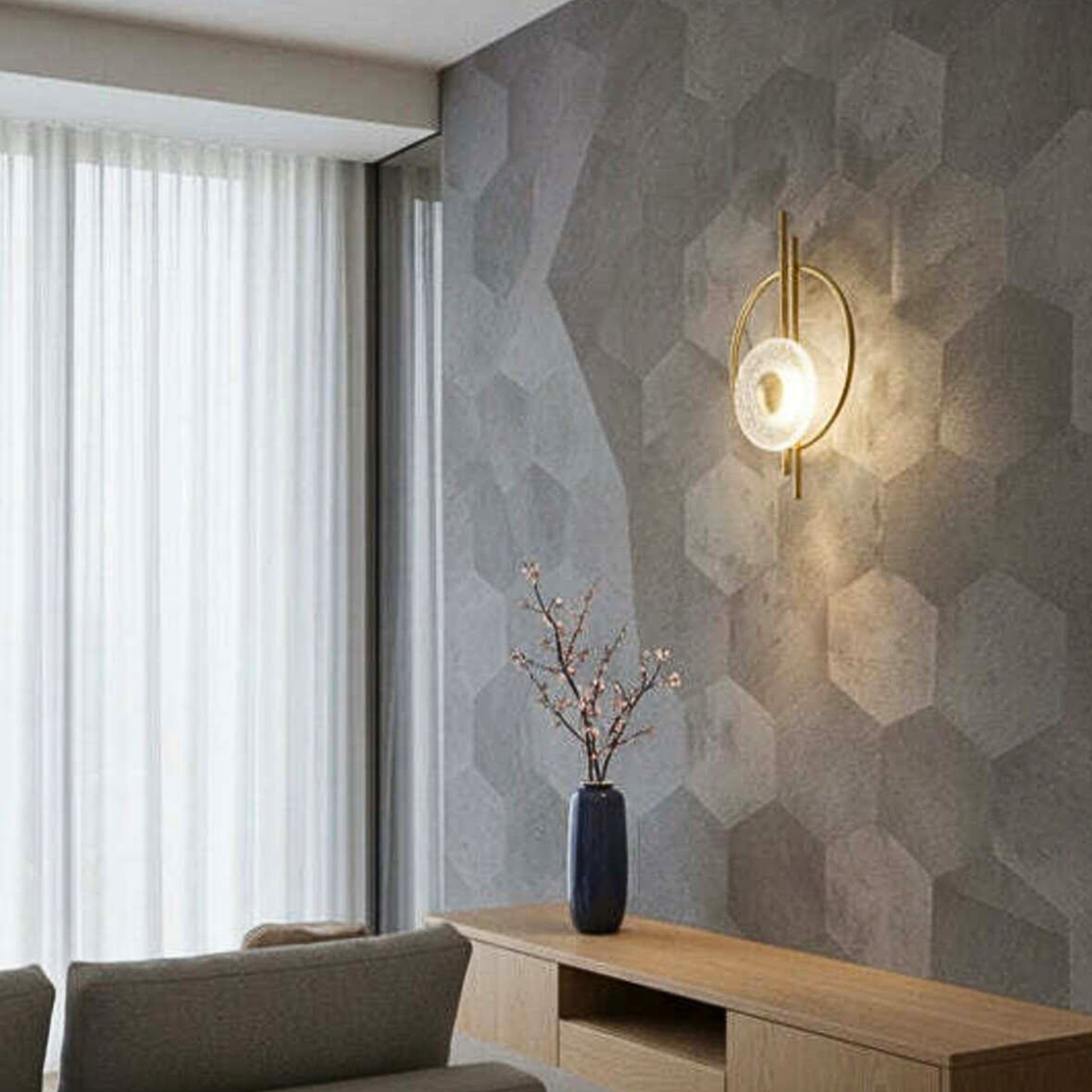 Aplică LED modernă de perete Aurora, 1 sursă, acril, aurie