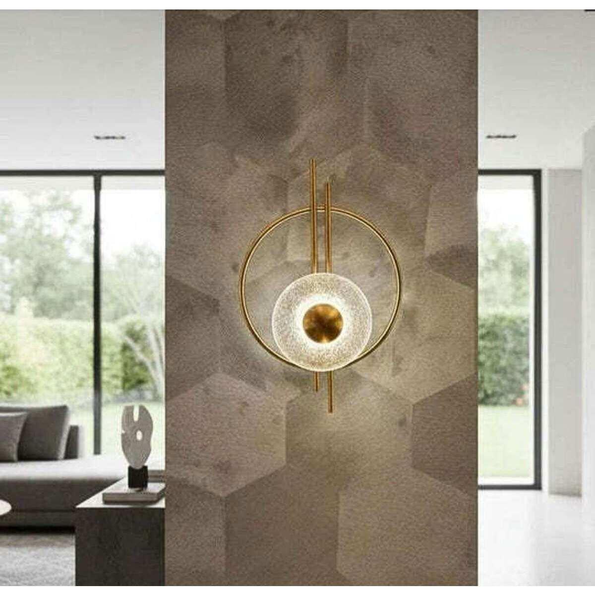 Aplică LED modernă de perete Aurora, 1 sursă, acril, aurie
