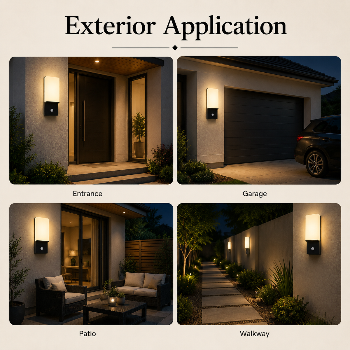 Aplica LED de perete exterior 18 W, cu senzor de mișcare, 3 culori, alb