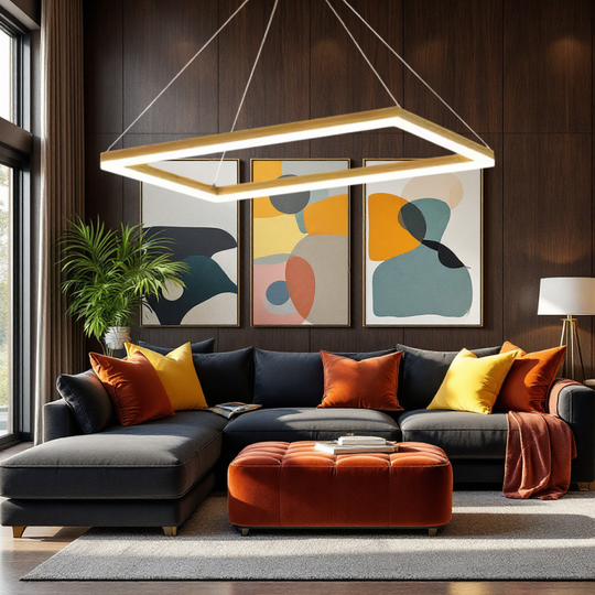 Plafonieră LED aurie, 80 × 40 cm, cu telecomandă