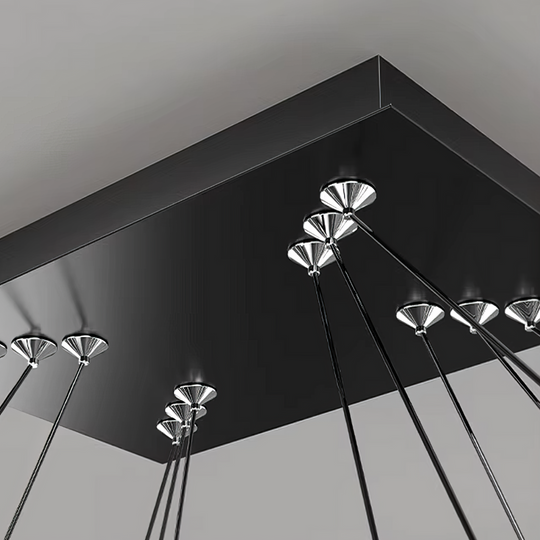 Pendul LED negru cu două elemente dreptunghiulare