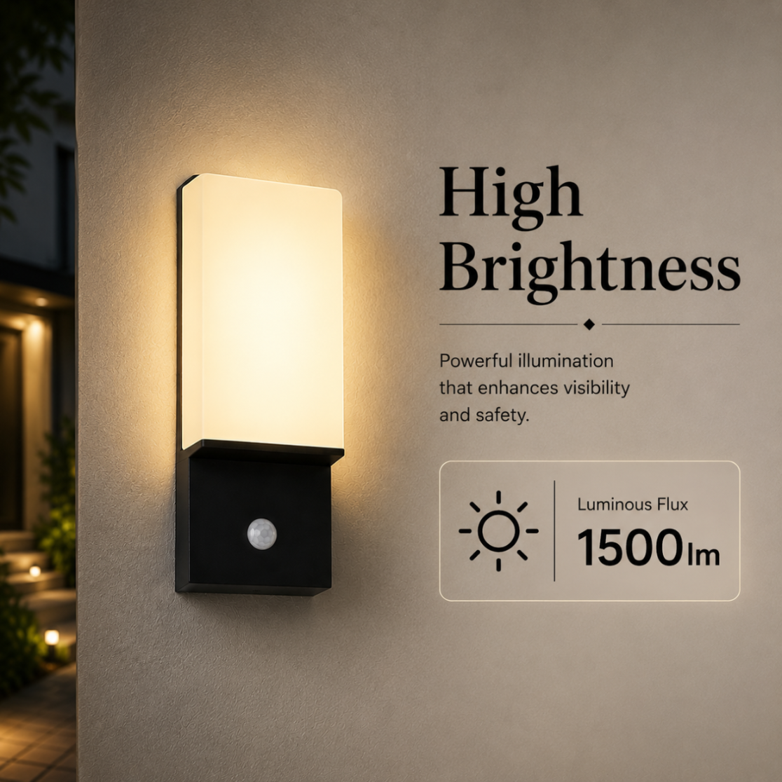 Aplica LED de perete exterior 18 W, cu senzor de mișcare, 3 culori, alb