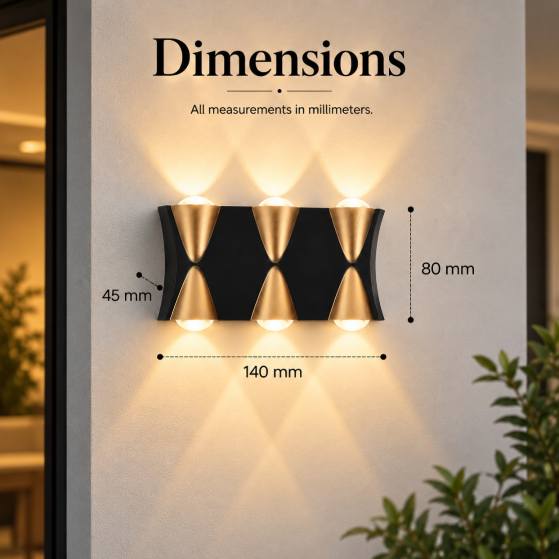Aplică LED de exterior, 45 cm, 6 W, IP65, 3 temperaturi de culoare, alb