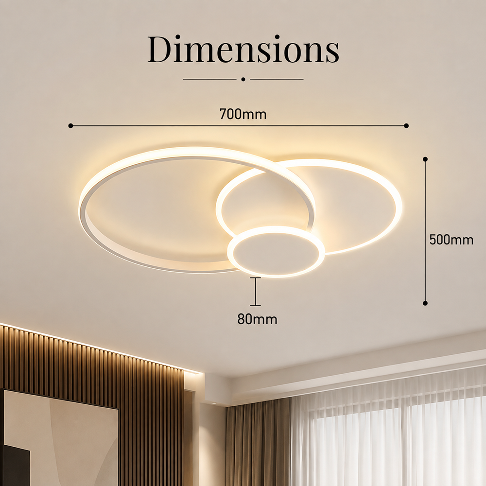 Plafonieră LED aurie, 70 cm, dimabilă Wi-Fi, cu telecomandă, 3 culori