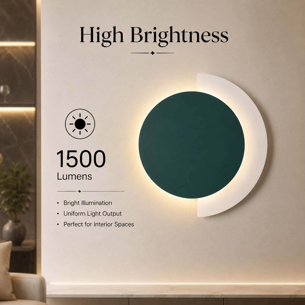 Aplica LED de perete, verde, Ø30 cm, 3 culori, 26 W, 1500 lm