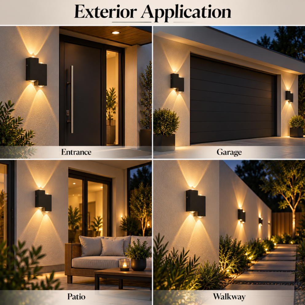 Aplică LED de exterior albă, 4 W, IP65, 3 temperaturi de culoare, 11 cm