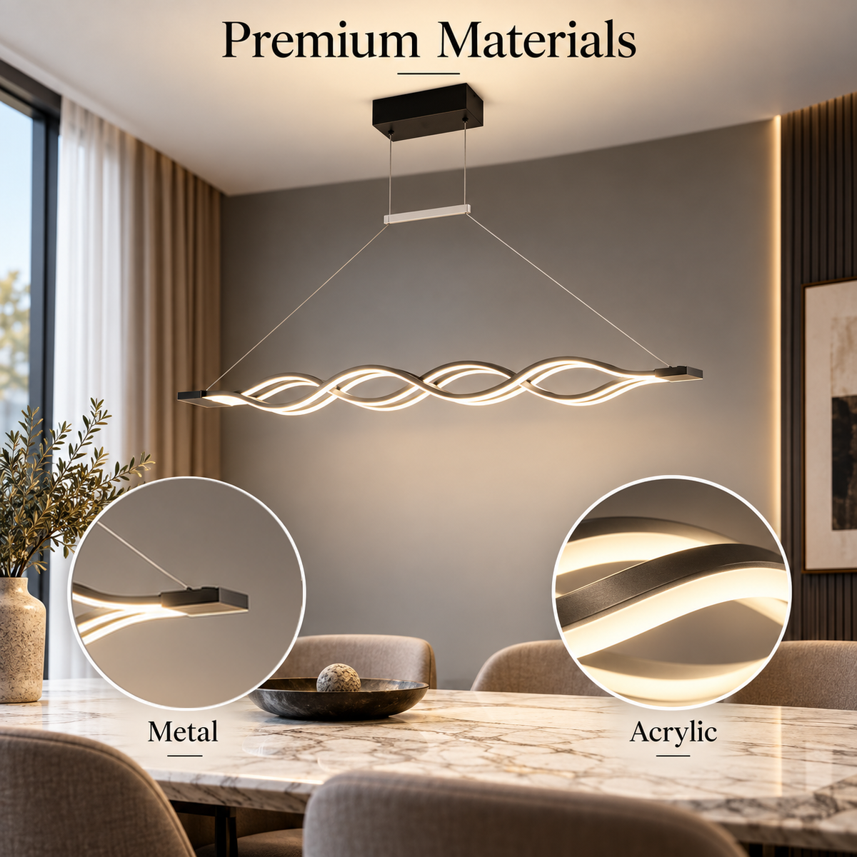 Plafonieră LED neagră, 152 W, dimabilă, 3 moduri, telecomandă, 100 cm