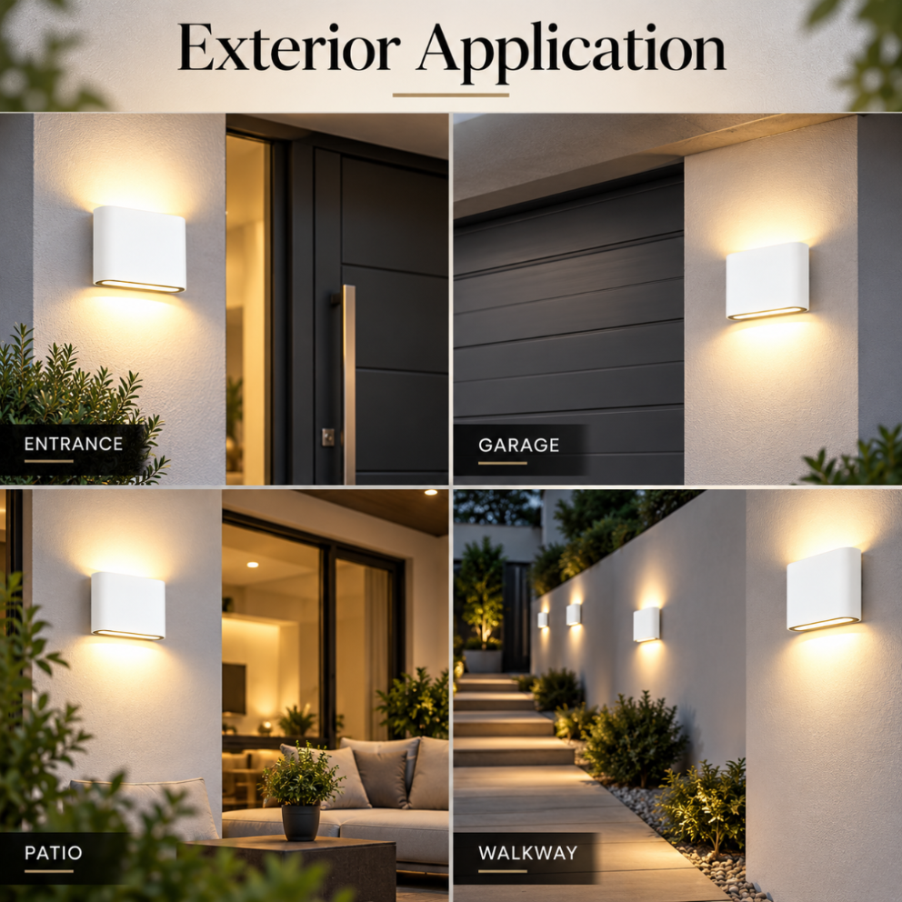 Aplică LED de exterior albă, 6 W, 720 lm, 3 culori, IP65