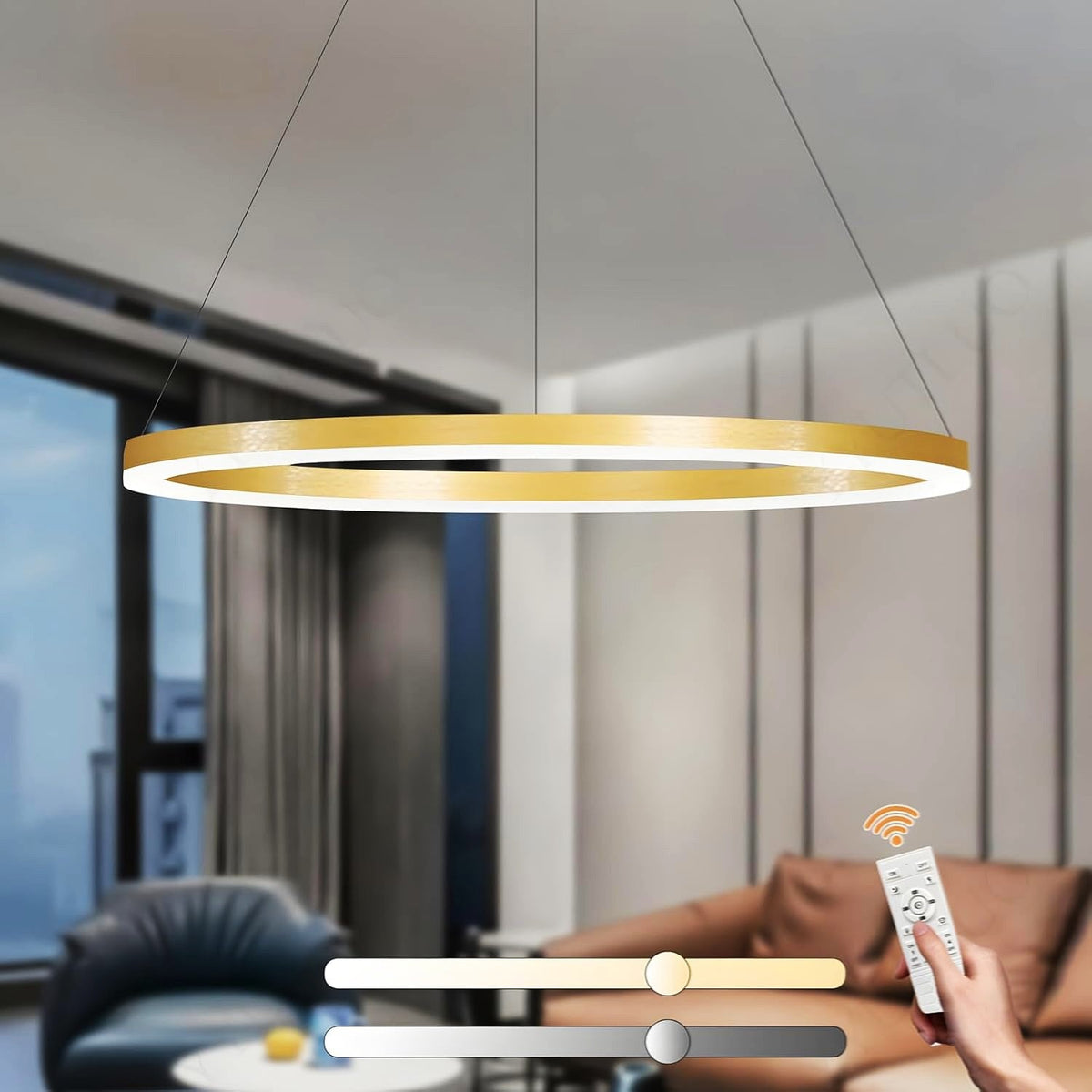 Plafonieră LED aurie, 40 cm, cu telecomandă, 2500 lm, IP21