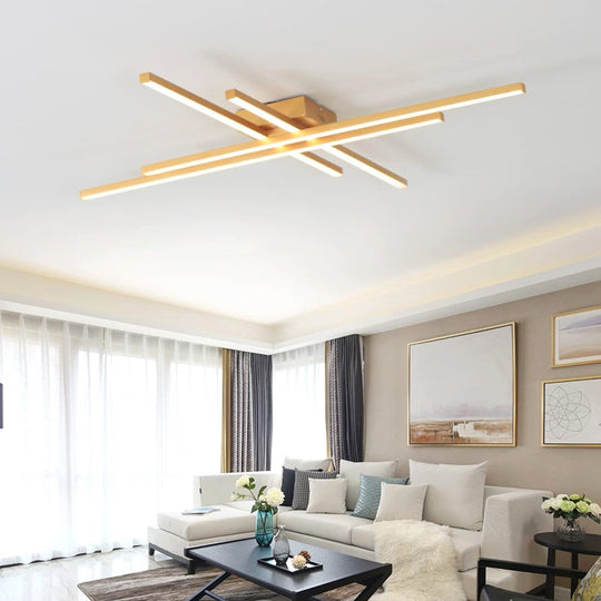 Plafonieră LED aurie cu 4 lumini, 66 W, dimabilă, cu telecomandă