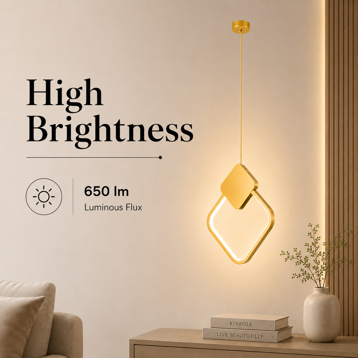 Plafonieră LED aurie, 13 W, 650 lm, 3 culori de lumină