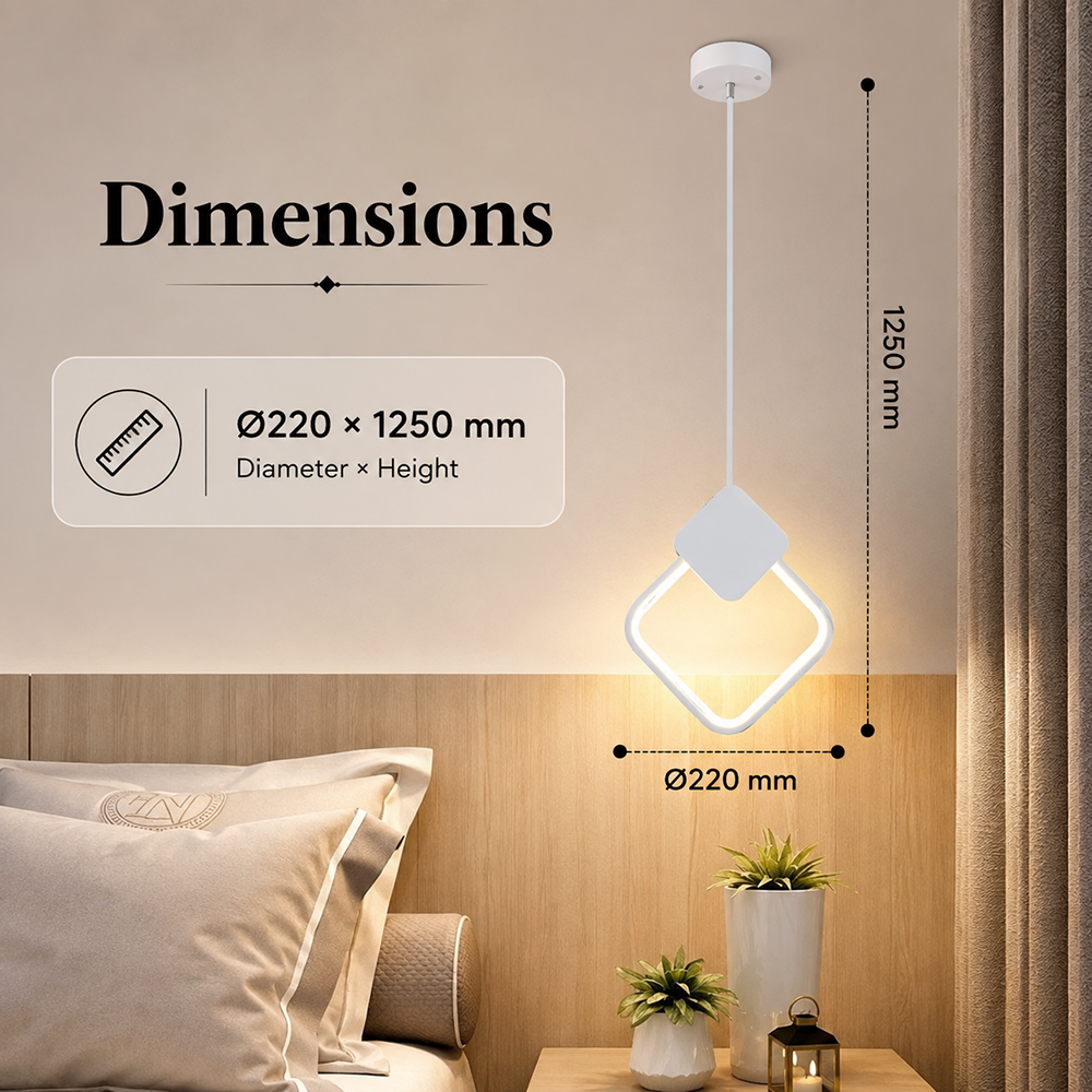 Pendul LED alb, 13 W, 650 lm, Ø22 cm, 3 moduri de iluminare