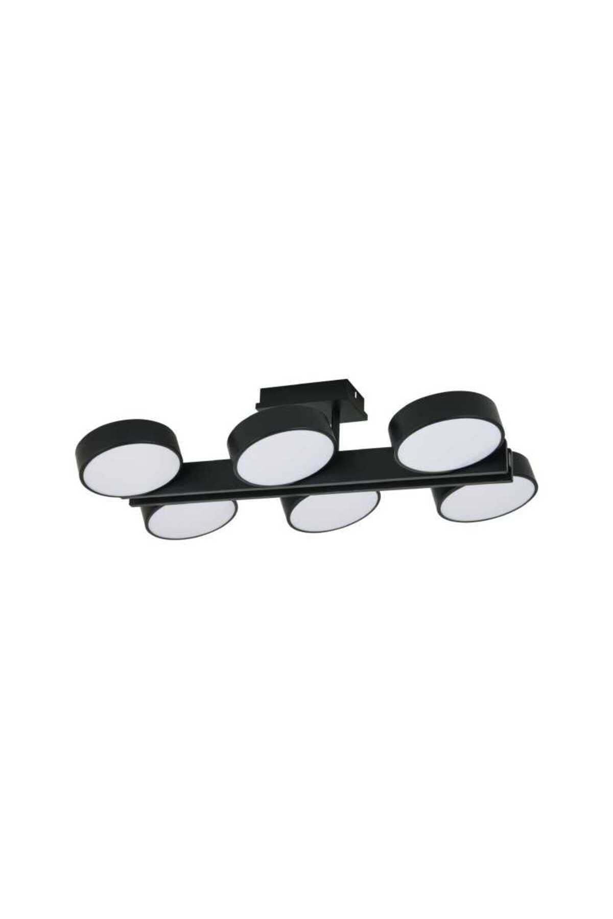 Plafonieră LED neagră, 72 W, 6 surse, cu control Wi-Fi, 3500 lm