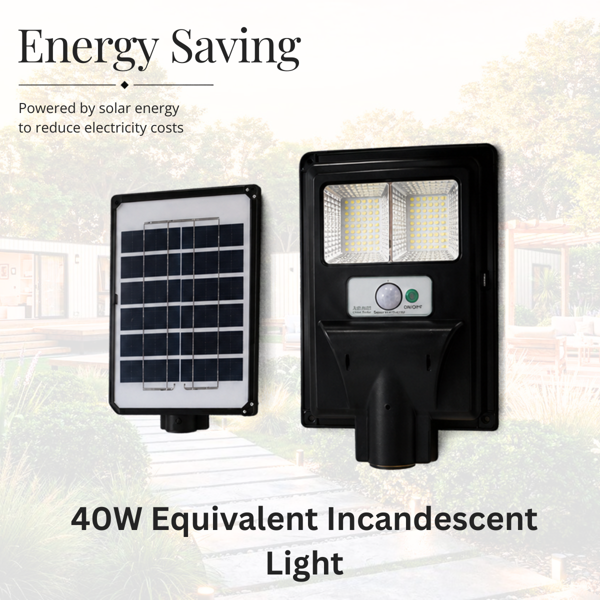 Lampă solară de perete, 40 W, 108 LED-uri, senzor de mișcare și lumină