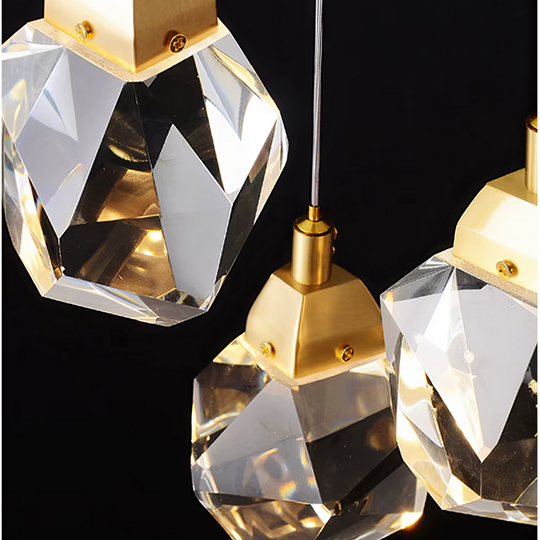 Lustră LED din cristal K9, aurie, cu 19 surse de lumină, dimabilă