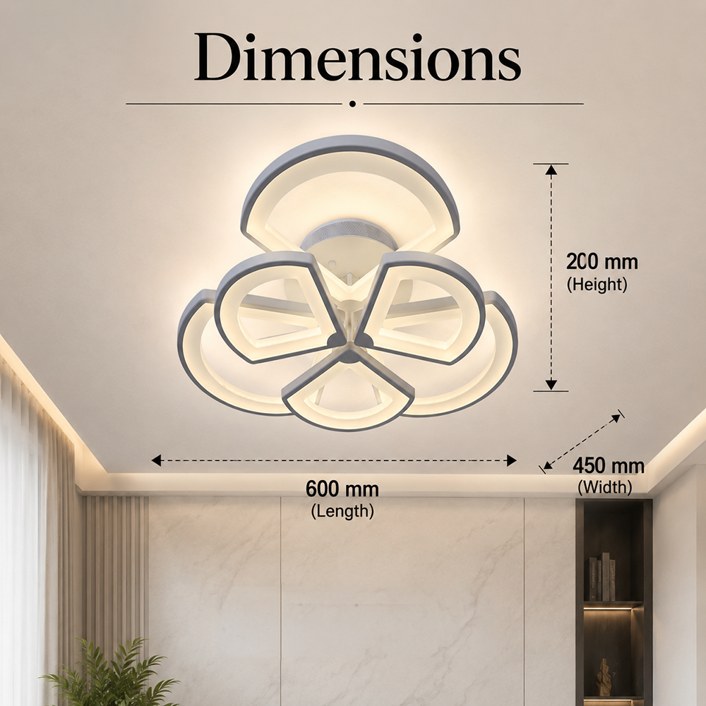 Plafonieră LED cu 6 surse, dimabilă, WiFi și telecomandă, 3900 lm