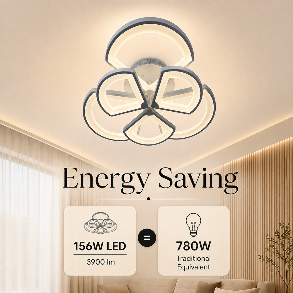 Plafonieră LED cu 6 surse, dimabilă, WiFi și telecomandă, 3900 lm