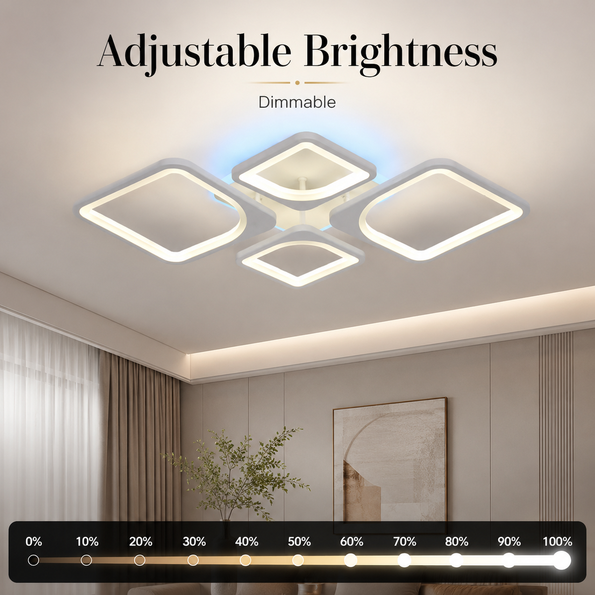Plafonieră LED RGB 100 W, dimabilă, Wi-Fi și telecomandă, 50 × 35 cm
