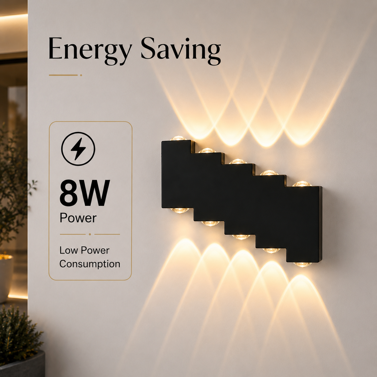 Aplică LED de exterior IP65, 8 W, 640 lm, 3 temperaturi de culoare, alb