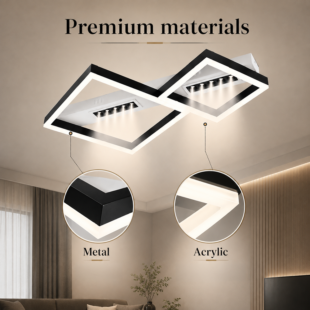 Plafonieră LED 60 W, 3000 lm, Wi-Fi, telecomandă, 3 culori de lumină