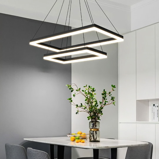 Pendul LED negru cu două elemente dreptunghiulare
