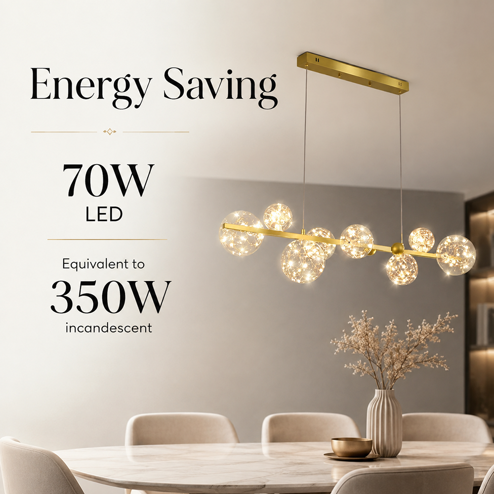 Plafonieră LED aurie cu 8 surse, 70 W, 3500 lm, 3 culori de lumină