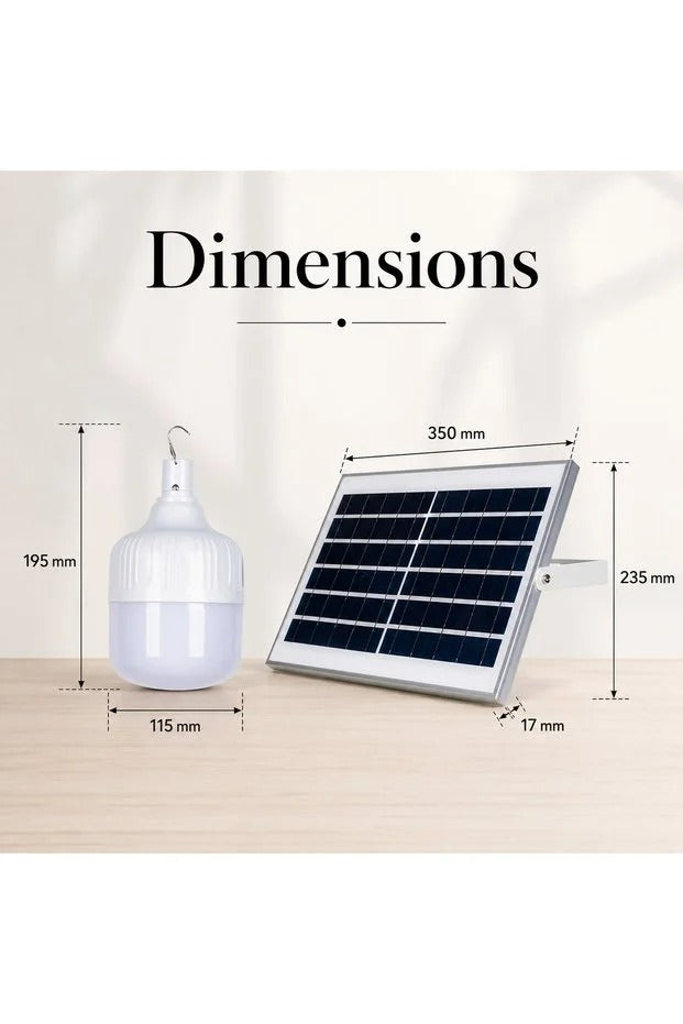 Bec LED solar 100 W cu lumină rece și cablu de 5 m